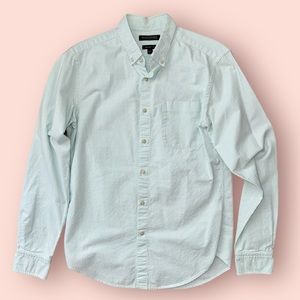 Banana Republic Green Striped Button Down Oxford Shirt